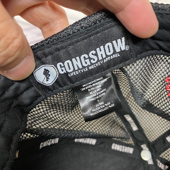 Gong Show Budweiser Beer Trucker Hat Mesh Cap Snapback Black Hockey Goal Light - Picture 8 of 8